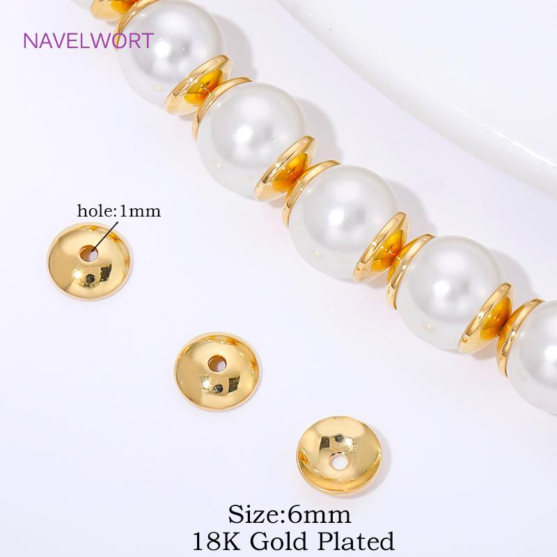

6MM Brass Beads Cap Spacer Beads 18K Gold Plated Round Bead Caps For Jewelry Making,Caps For Beads,DIY Bracelet Accessories 50 pieces