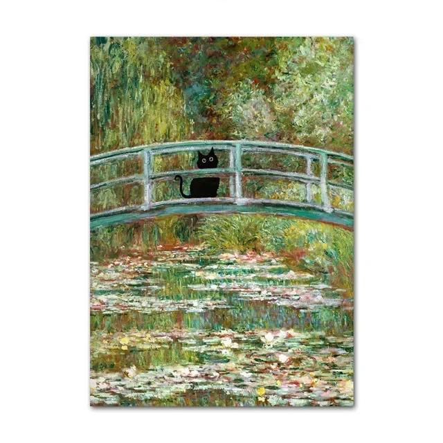 Black Cat Van Gogh Sunflowers Funny Art Matisse Monet Canvas Painting Posters And Prints Wall Pictures For Living Room Decor