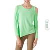 Ningbo restart ribbed off-shoulder long-sleeved yoga blouse women's autumn light and thin sports top loose running fitness clothes