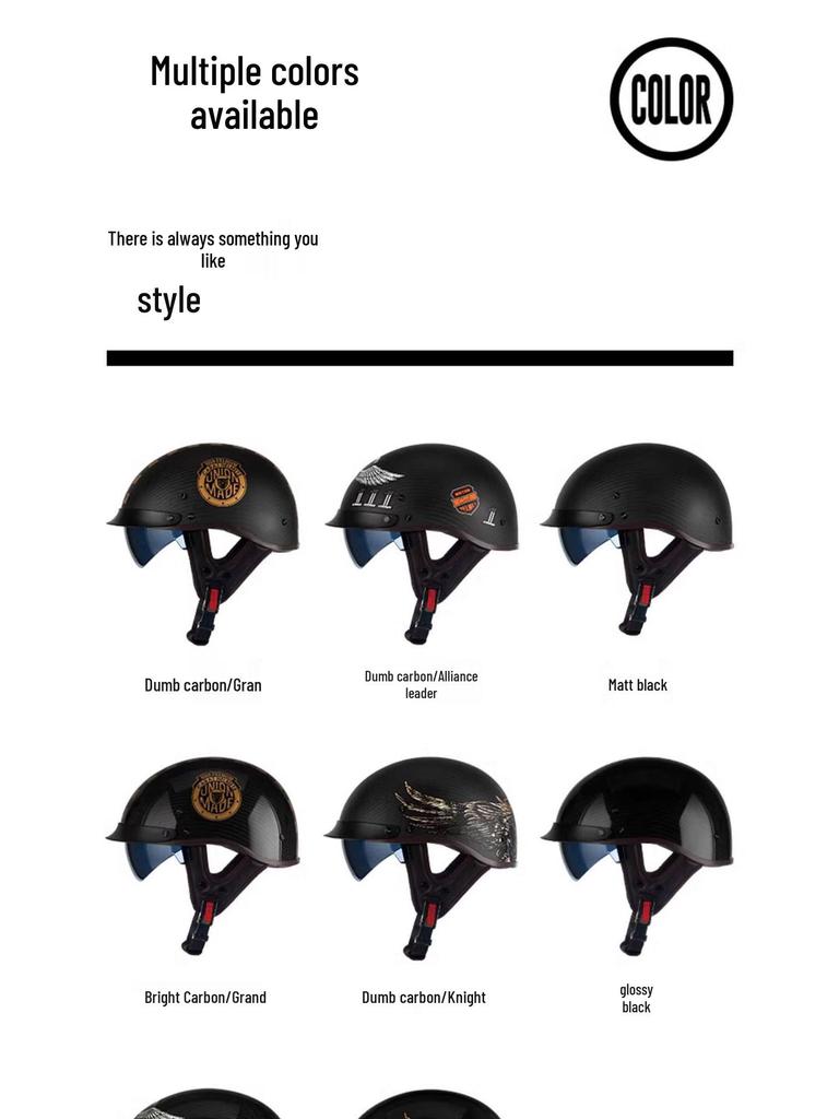 Carbon Fiber Retro Half Helmet for Men – American Prince Motorcycle Style