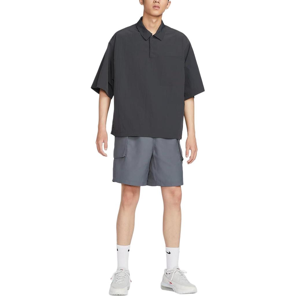 Nike Proteção Solar Técnica Resistente à Água Tecido Ajuste Solto Proteção UV Camisa Polo de Manga Curta Masculina Camisas Polo Preto Carvão FZ0705-060
