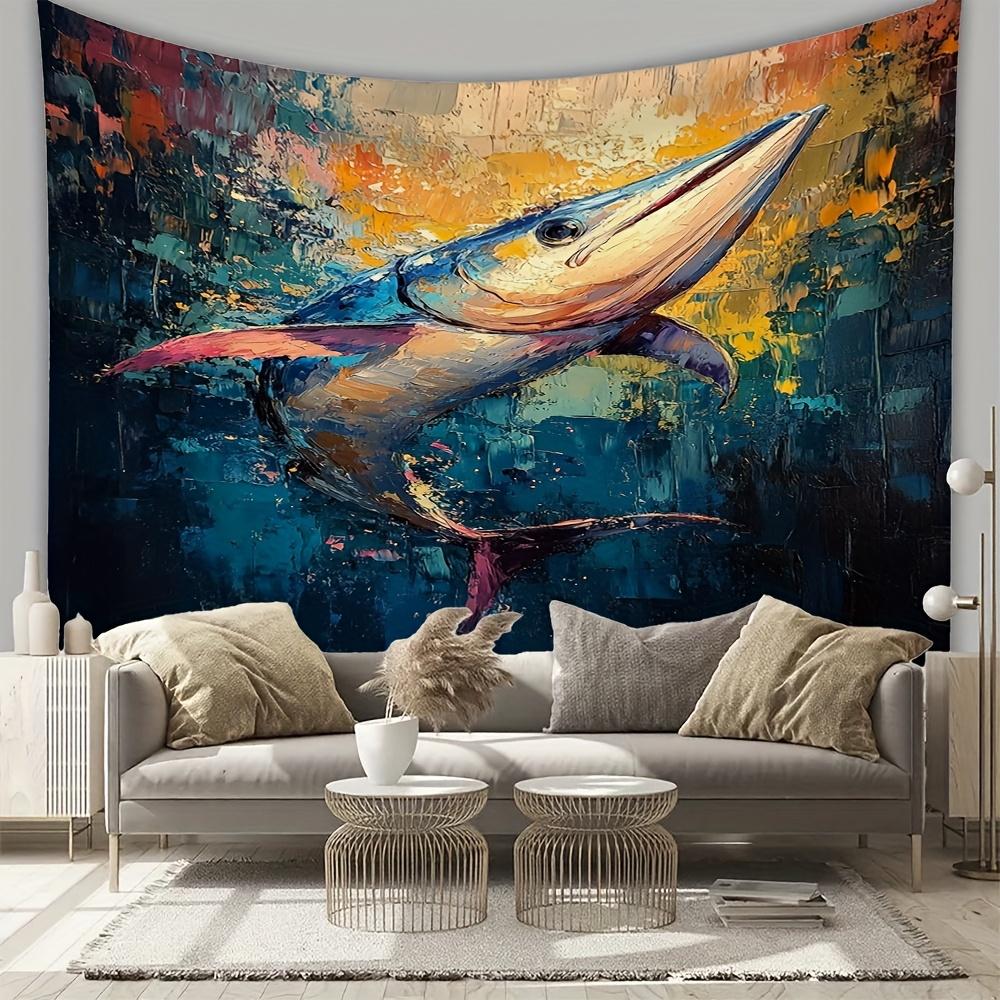 

Blue Marlin Ocean Art Digital printing polyester wall tapestry suitable for use in living rooms bedrooms offices bars party 74x94cm(29x37in)