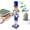 Wooden Nutcracker Figures Nutcracker Hanukkah Decor White And Blue Table Desktop Doll Ornament For Fireplace Window Tabletop