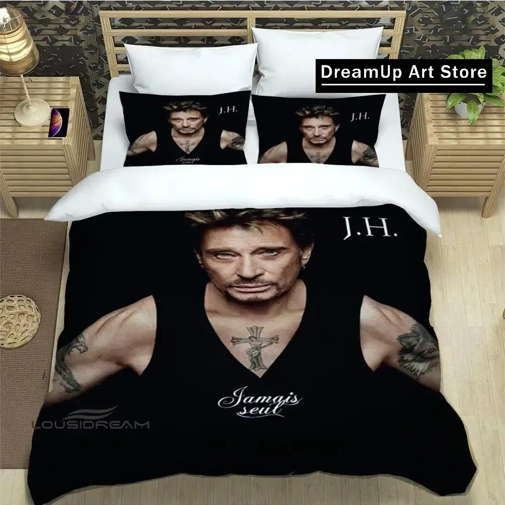 rock star Johnny Hallyday Bedding Set Boys Girls Twin Queen King Size Duvet Cover Pillowcase Bed boys Adult Bedroom