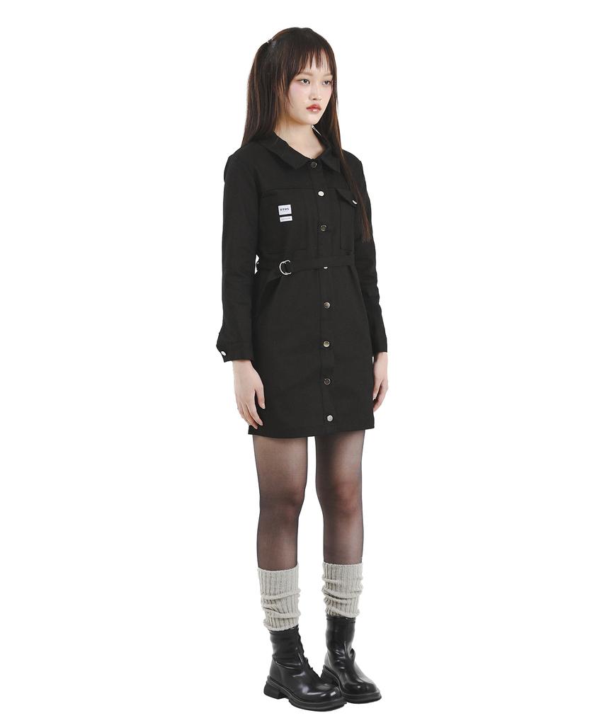 KATHARSIS Daily Cation Denim Mini Dress Brown Black S M