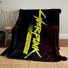Bold yellow text "Cyberpunk Edgerunners" on a dark, glitchy background. for all seasons blanket lunch break throw gift