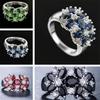 Anillo de Flor Floreciente de Circonita de Colores – Banda Creativa Europea y Americana Pavimentada con Diamantes