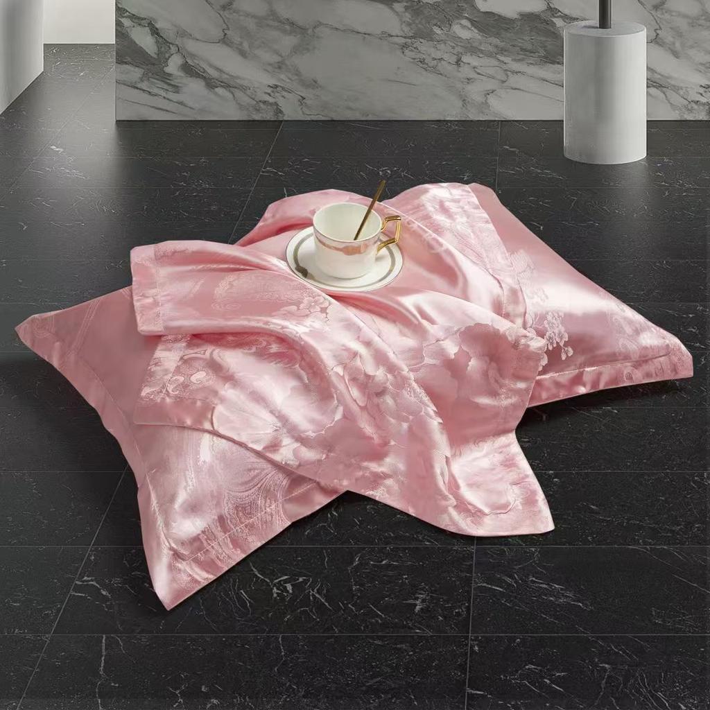 European Satin Jacquard Pillowcase - Soft, High-End Tribute Cover for Adults, 48×74cm