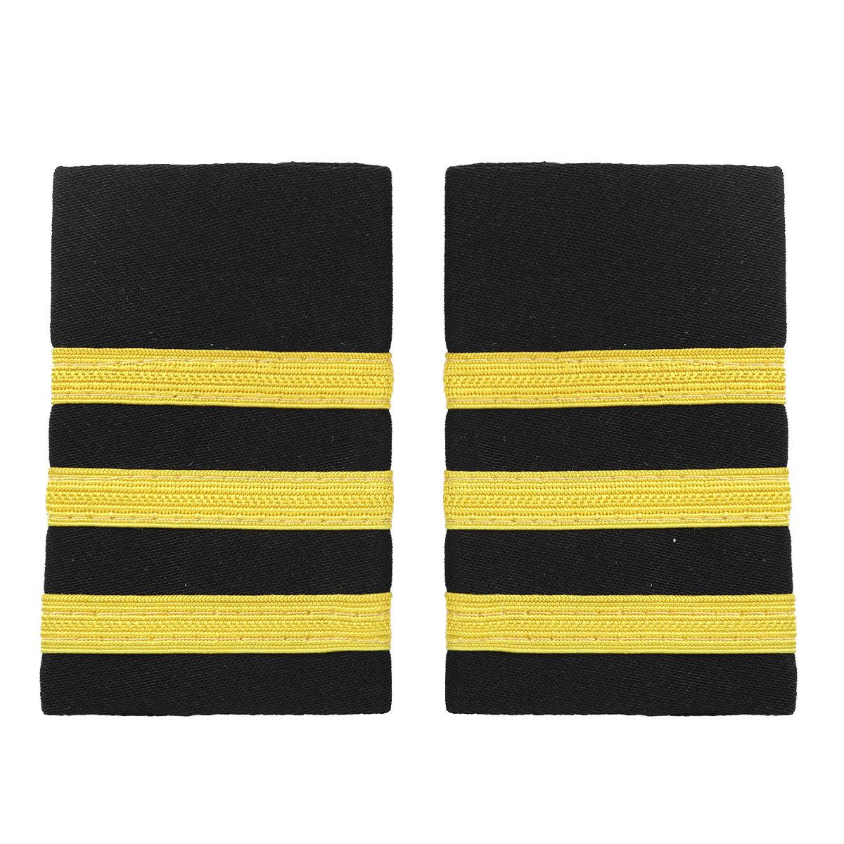 

1 Pair of One/Two/Three/Four Bar Traditional Professional Pilot Uniform Epaulets with Gold/Silver Nylon Stripes Three Bars