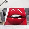 Sexy Lips Theme Pattern Flannel printed blanket suitable for all seasons suitable for living room office sofa and travel