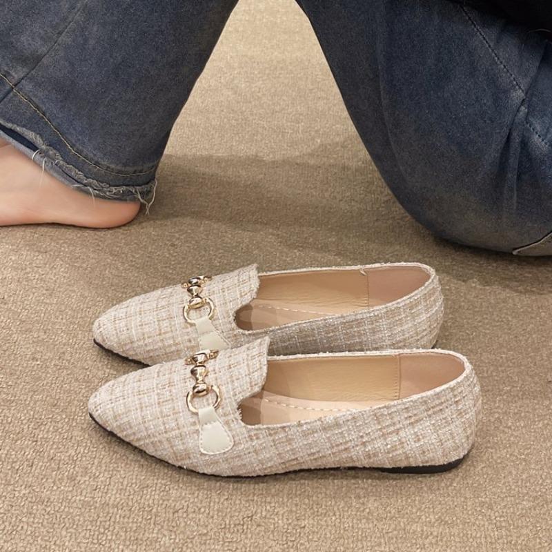 Fashion Women Flat Shoes Chaussures De Femme Solid Color Basic Simple Style Large Size 35-42 Square Head Comfortable Pearls Loafers