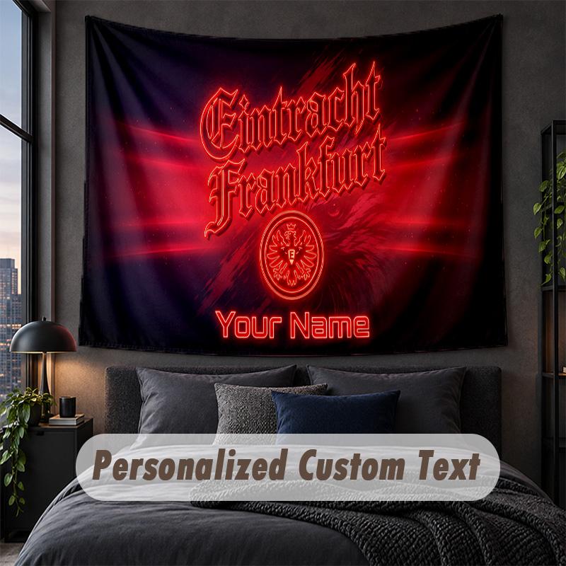 Custom Name Text Tapestry,Eintracht Frankfurt Decorative Wall Hanging, Background Tapestry For Home Bedroom