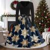 Women's Vintage V-Neck Long Sleeve Christmas Print Casual Dress