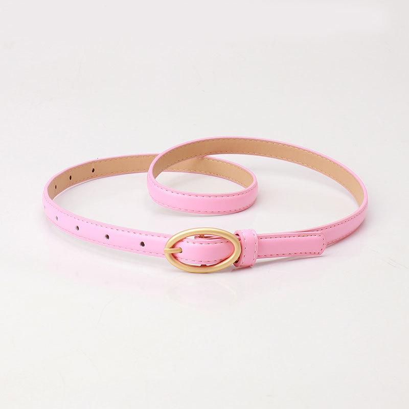 New Women's Fresh Thin Belt - Dopamine Oval Buckle, Fashionable & Versatile for Dresses