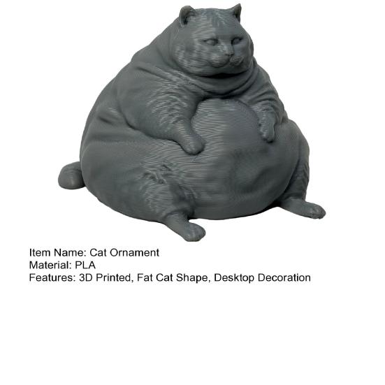 Adorno de Gato Duradero Figurina Gordita Impresa en 3D, Estatua Moderna Sentada para Modelo Decorativo Decoración de Escritorio, Adorno Coleccionable con Forma de Animal, Regalo para Amantes
