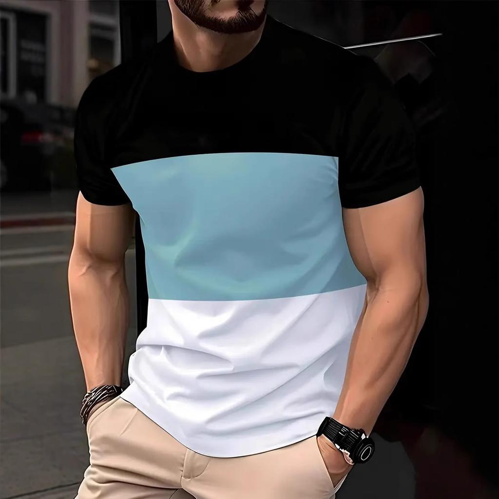Summer Fashion Sports Men's T-Shirts 3D Geometric Print Loose Comfortable Daily Casual O-Neck Size Short Sleeve T-shirts