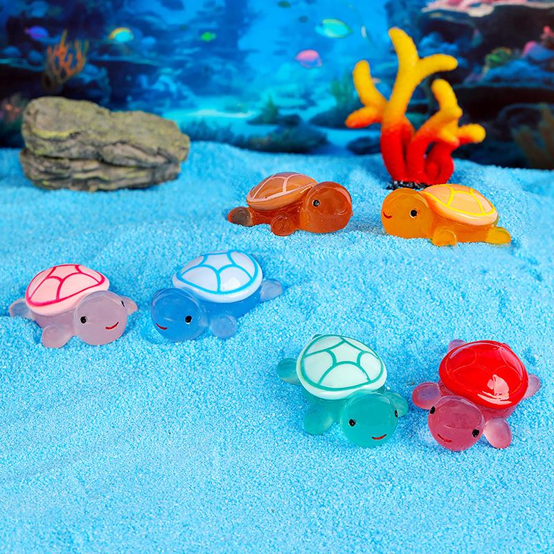 Small Fish Tank Micro Landscape Decoration Noctilucent Small Turtle Moss Landscaping Resin Crafts Desktop Ornaments Accessories