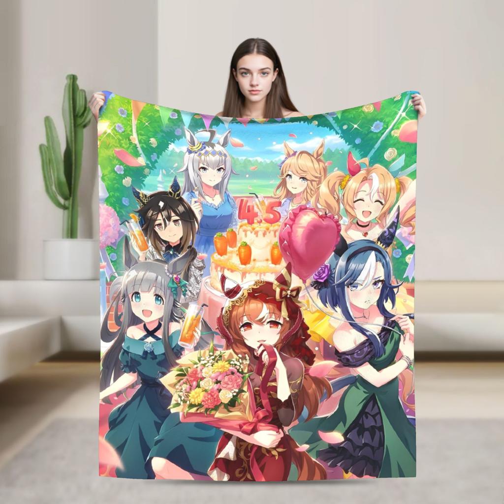 Umamusume Pretty Derby Anime Blanket Cover Velvet Lightweight Thin Throw Blankets for Bedding Couch Bedroom Quilt
