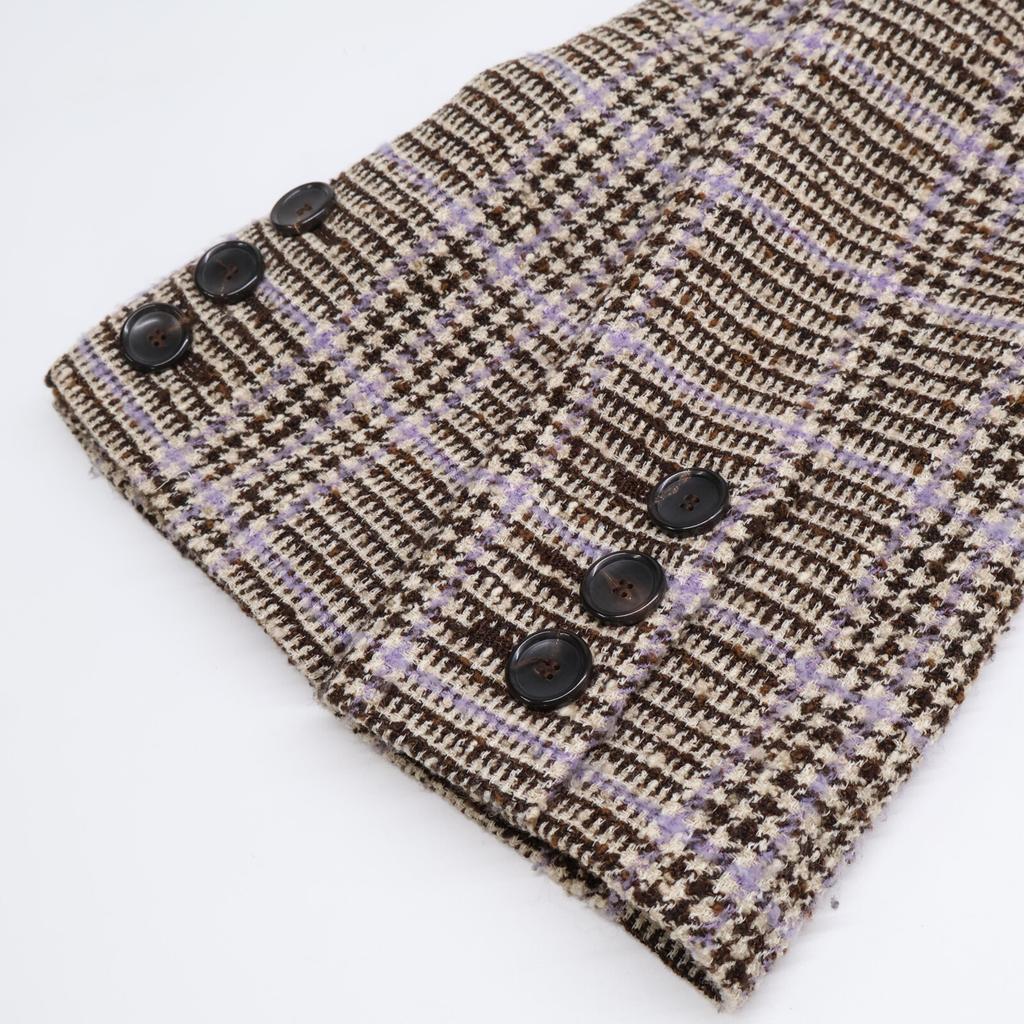 VALENTINO [Domestic regular] Check tweed short Jacket 12 beige/purple/brownUsed