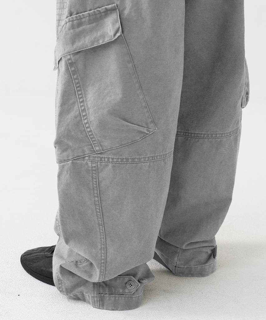 KNOUUN Washed Biker Cargo Pants (Gray)