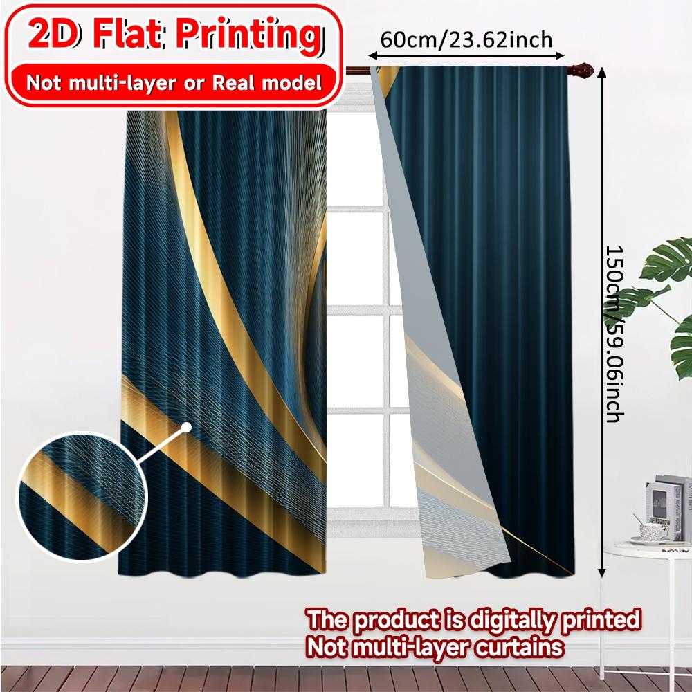 2D Flat Printing  2pcs Abstract Elegance Popular Curtains&Window Treatment Versatile 100% Polyester Curtains Decorations Outdoor