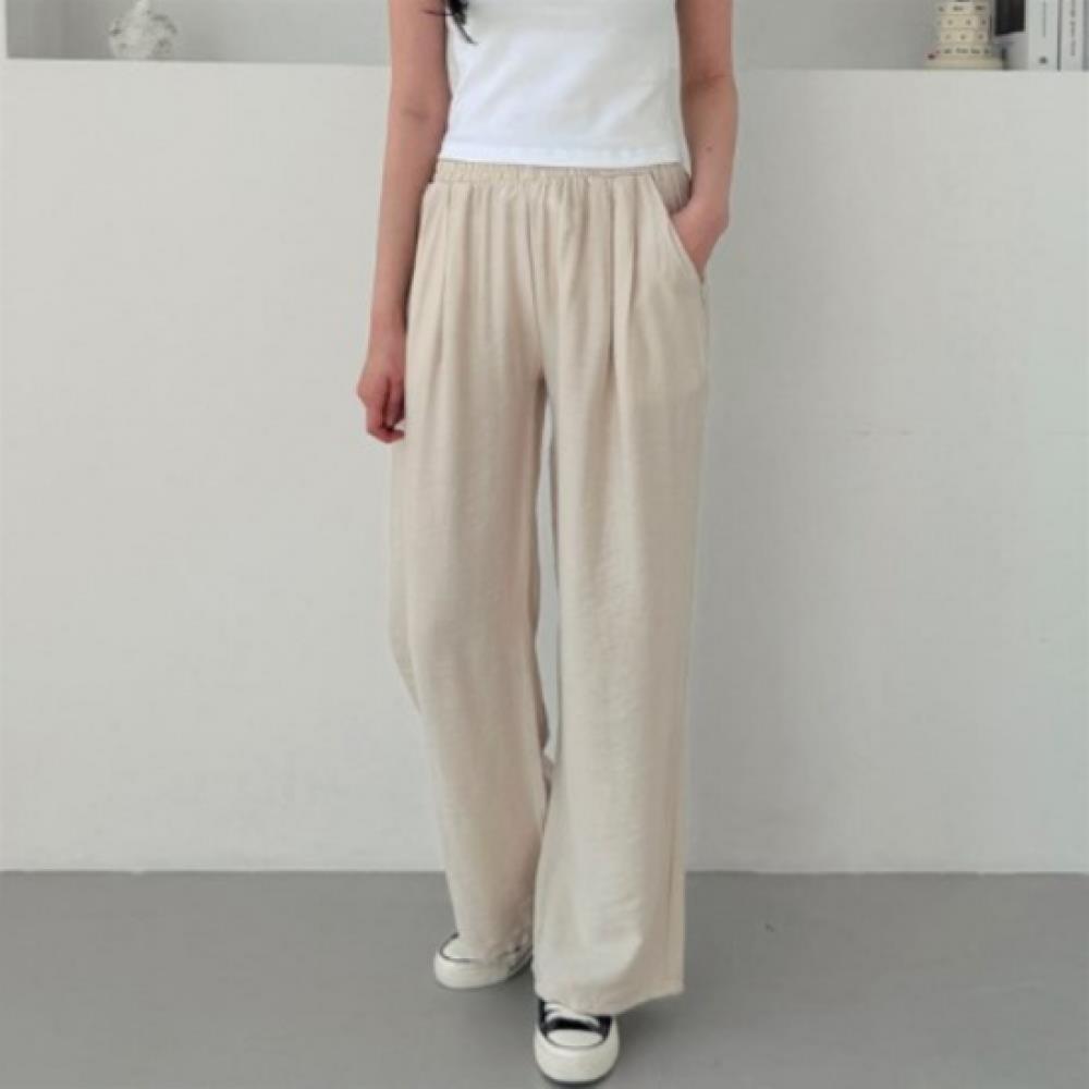 New Arrivals Open Run Unisex Summer Semi Wide Banding Pants Double Pin Tuck