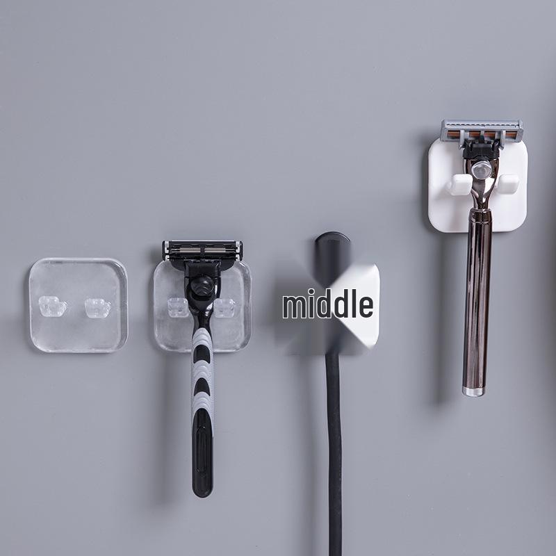 Wandmontierter Rasierhalter ohne Bohren: Multifunktionaler Badezimmer-Rasierständer mit Steckerhaken