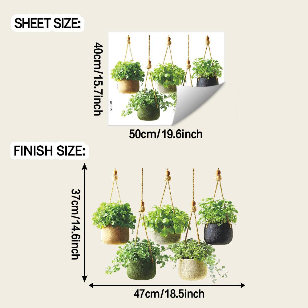 

Наклейки-декорации для стен в кабинет, гостиную и домашний интерьер: имитация комбинации подвесных кашпо с филодендронами