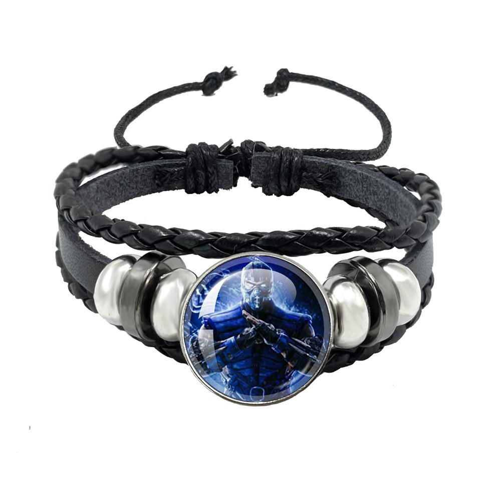

Mortal Kombat Dragon Totem Leather Bangle Bracelet Handmade Glass Cabochon Pendant Jewelry Bracelet Jewelry