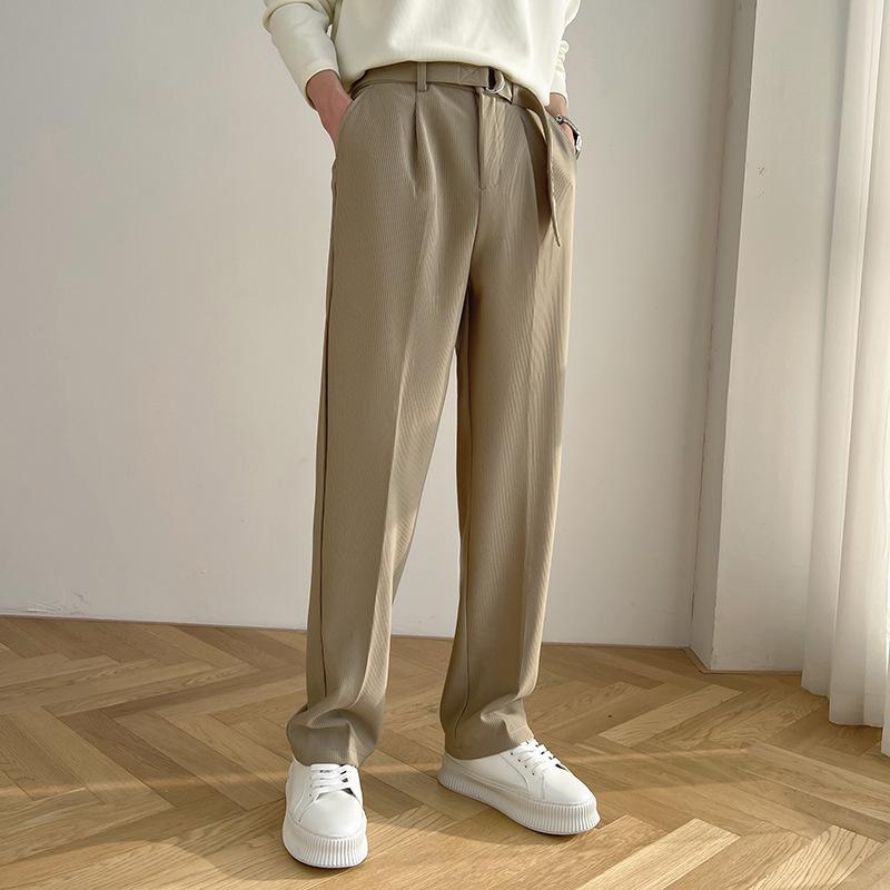 New summer products, light and mature, drape loose casual pants, personalized belt, decorative elastic fabric, straight and slightly wide trousers