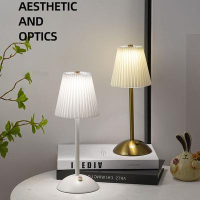 Nordic Pleated Table Lamp Desktop Decorative LED Reading Lamps Rechargeable Atmosphere Bedside Night Light for Living Bedroom