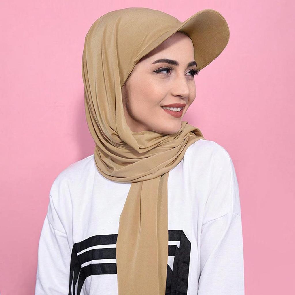Women's Pure Color Versatile Pullover Visor Scarf Hat