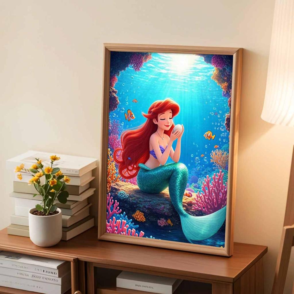 Full Round Diamond Painting The Mermaid on The Stone Art Rhinestone Picture Mosaic DIY 5D Cross Stitch Embroidery Home Decoration