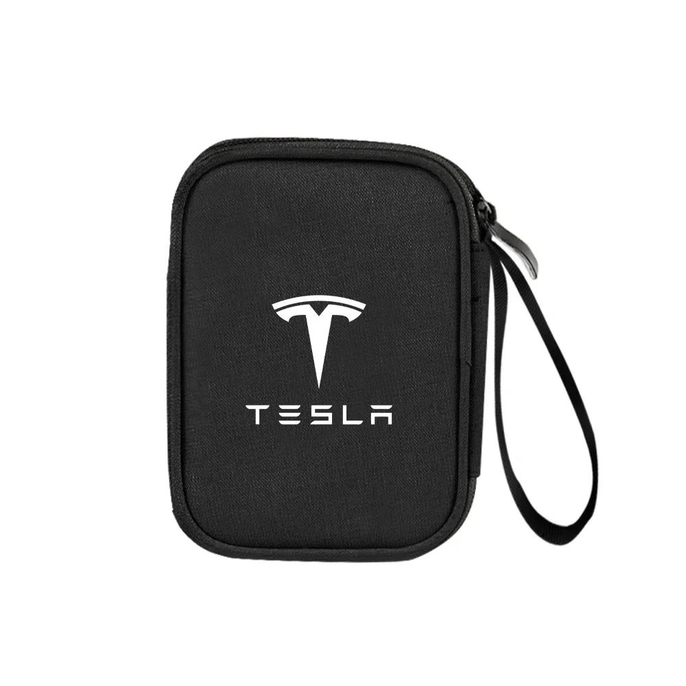 

Car Sticker 2025 New Tesla Car Emblem Storage Bag Car Documents Keys Card Organize Pouch For Tesla Model 3 Model S X Model Y Roa