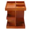 360 Degrees  Rotating Makeup   Wooden Multi Compartments Desk Storage Rack Cosmetic Display Case for Skincare Perfume Bedroom