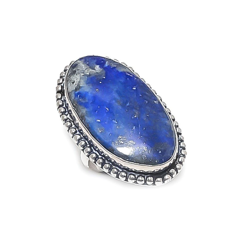

Натуральный Лазурит Драгоценный Камень 925 Стерлинговое Серебро Ювелирное Кольцо Размер 6 H4T87