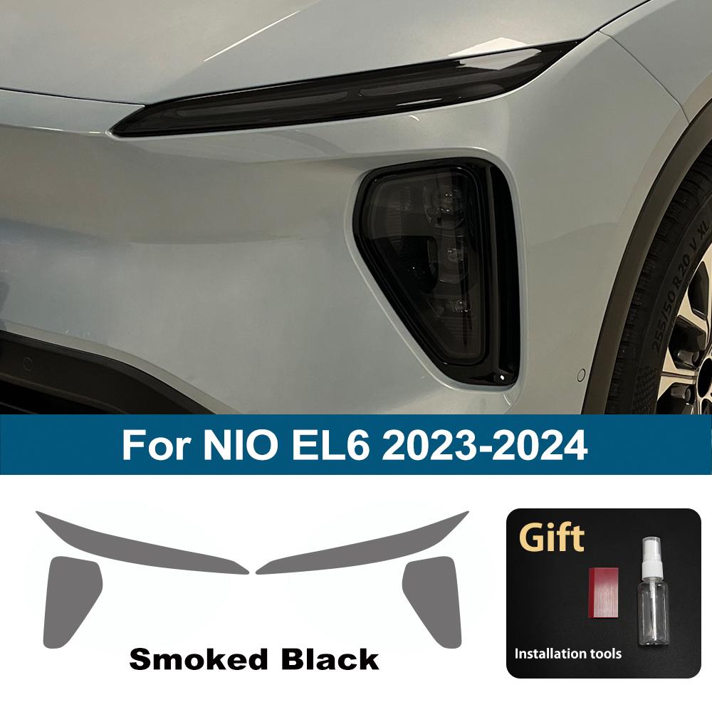 For NIO EL6 2023-2026 Smoke Black High-Gloss Pre-Cut TPU Car Headlight Protective Film PPF Anti-Scratch Vinyl Wrap Cover Film