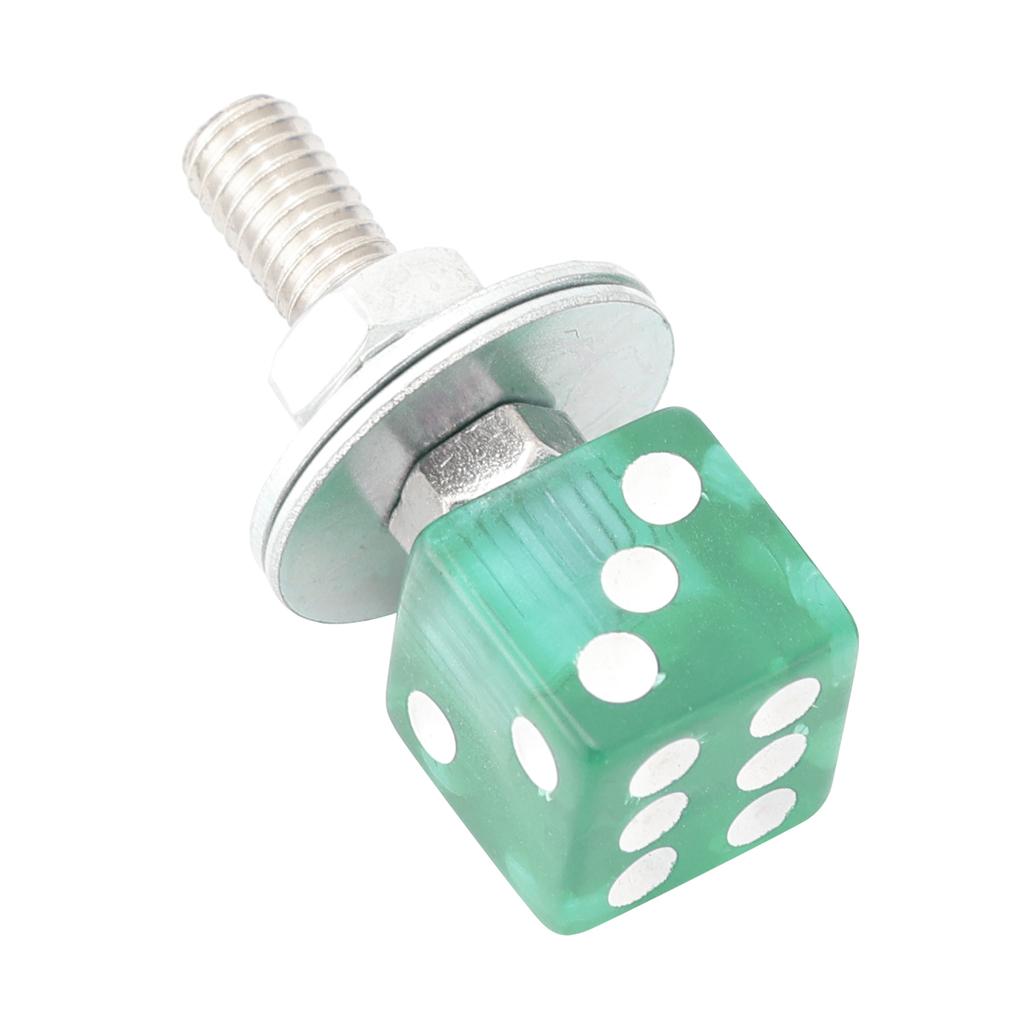 4x Custom DICE License Plate Bolt Screw Green Plastic Motorcycle Chopper Bobber