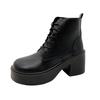Winter New Thick Heel Single Boots Women's Round Head Front Strap Thick Sole Anti-slip Wear-resistant Short Boots