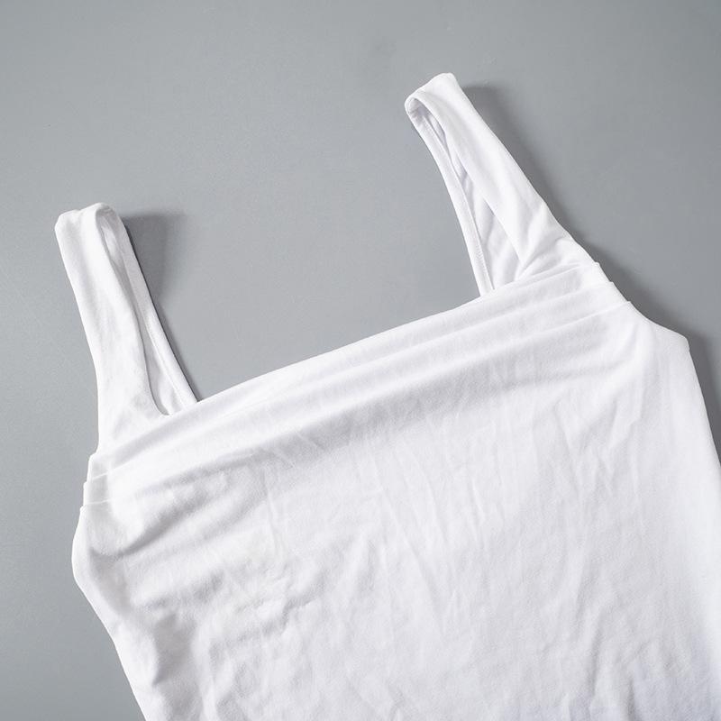 GMXIA Women's Spring Halter Slim Solid Color Patchwork Pleated Halter Vest T-shirt Top