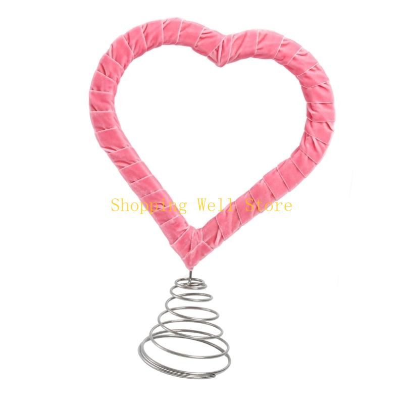 KX4B Love Heart Tree Top Decoration with Metal Spring Base for Christmas Valentine's Day Wedding Festival Celebration