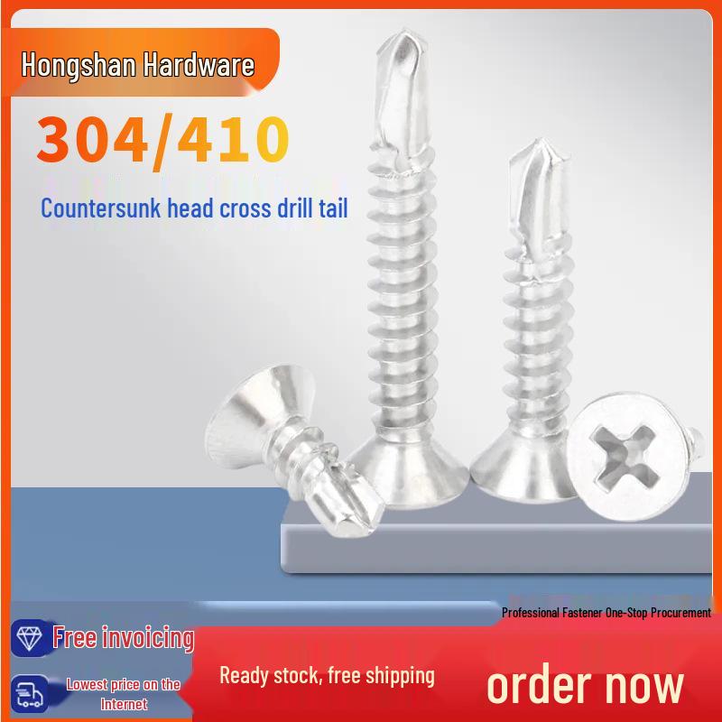 304/410 Stainless Steel Flat Head Phillips Self-Drilling Countersunk Screws M4.2*13 (410 Stainless Steel)