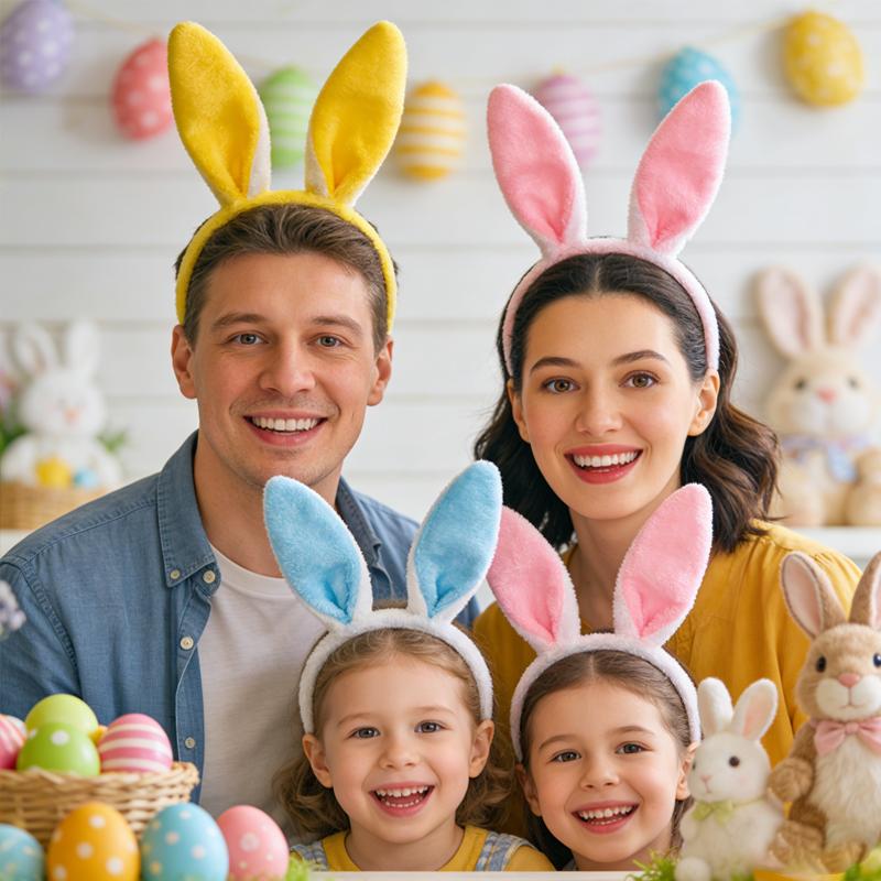 Plush Rabbit Ear Hair Hoop Bunny Ears Headband for Theme Party Stage Performance Easter Cosplay Costume Accessory Hoop Hair