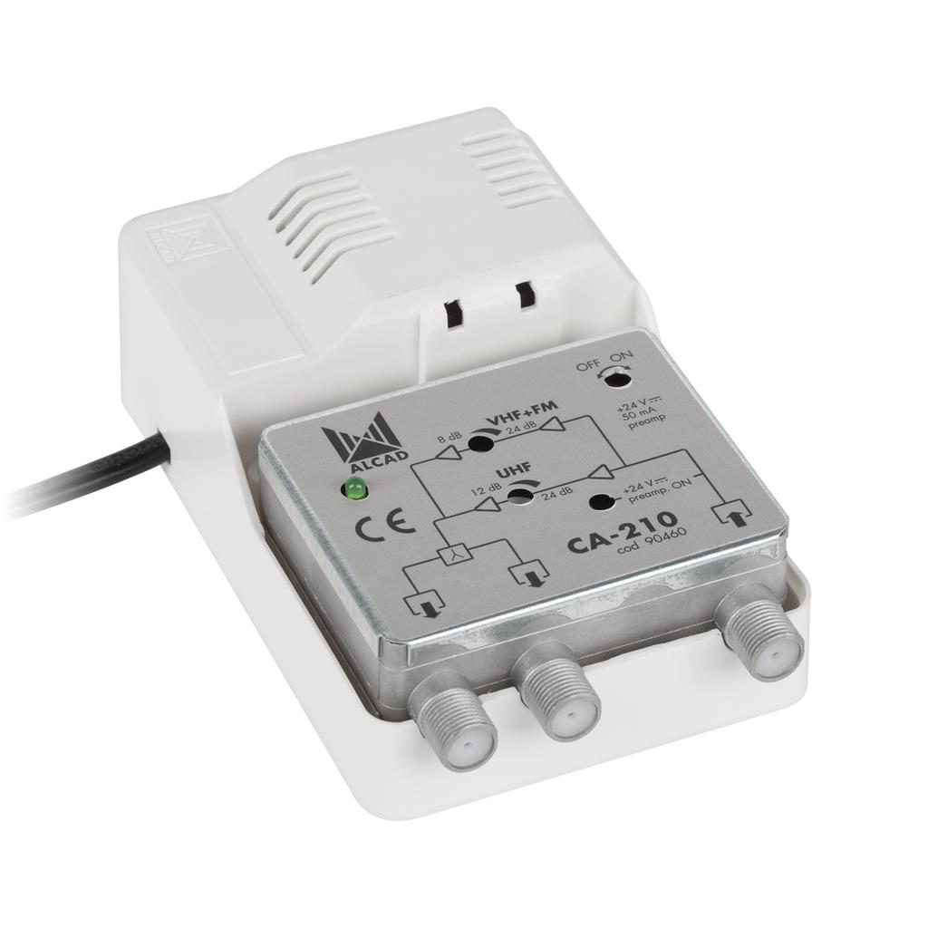 Amplificador divisor de antena de banda ancha 2 TV IP20 24V Alcad CA-210
