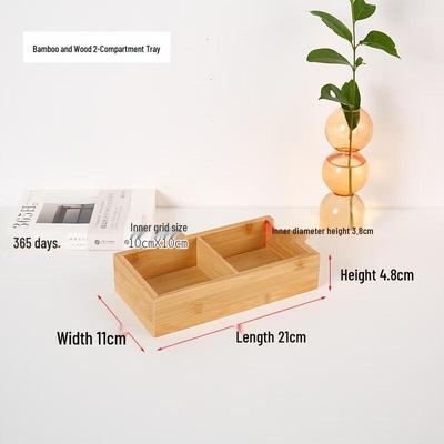 Bamboo Wood Divided Snack Serving Tray