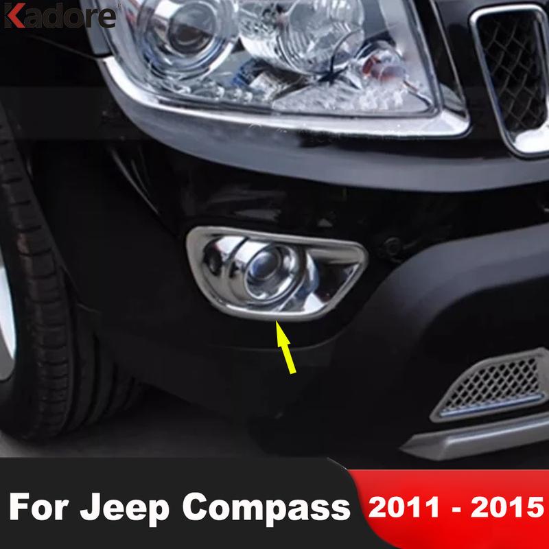 Front Fog Light Lamp Cover Trim For Jeep Compass 2011 2012 2013 2014 2015 Chrome Car Head Foglight Bezel Trims Accessories
