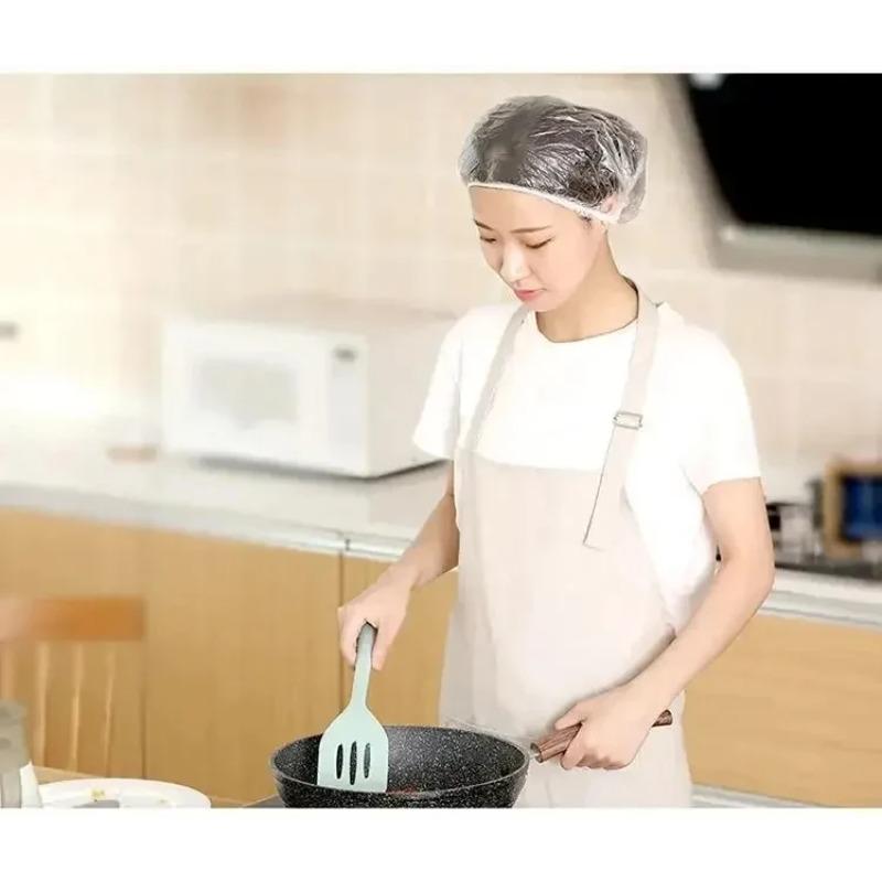 100Pcs Disposable Children Shower Cap For Hair Elastic Mesh Shape Plate Plastic Wrap Cover Food Grade Food Cover