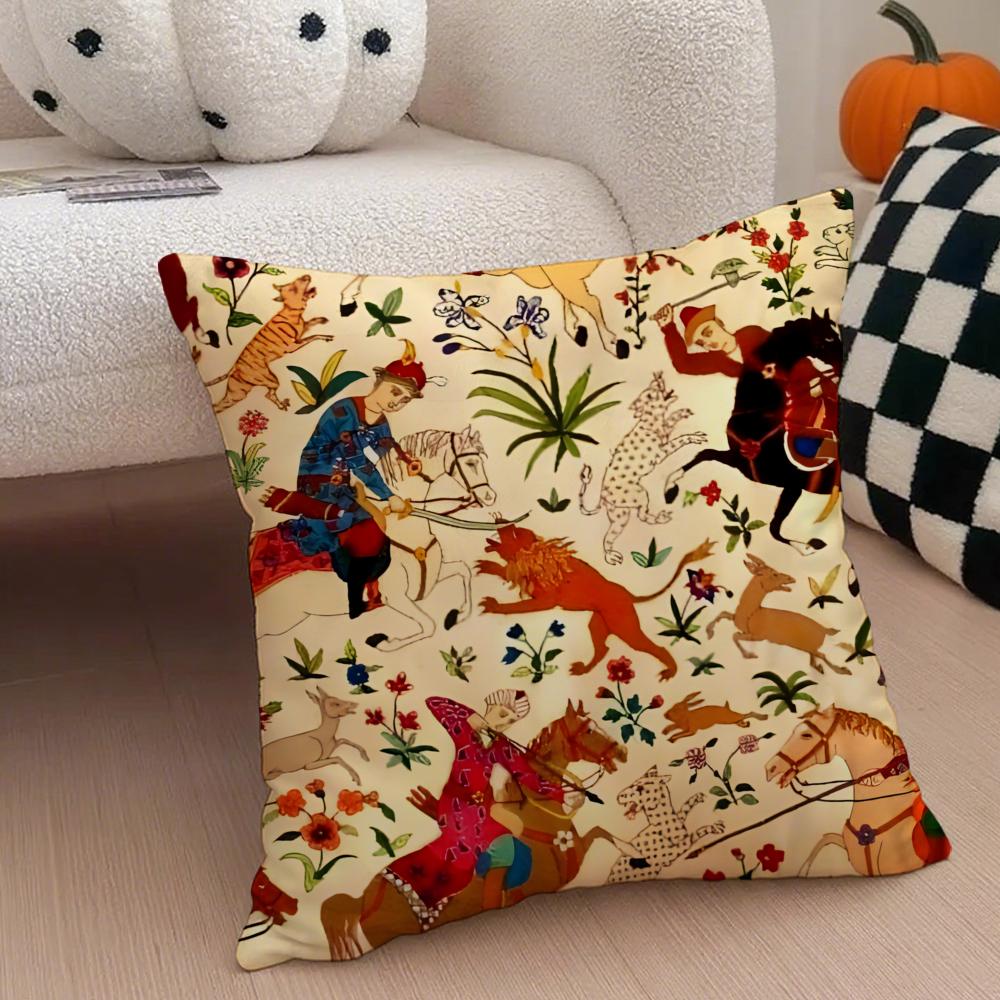 Exotic Gorgeous Exquisite Persian Art Cushion Cover Throw Pillow Cover Hidden Button Durable Polyester Chair Cushion