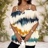 Blouse Décontractée Femme Grande Taille Épaules Dégagées Col en V Manches Courtes Imprimé Tie Dye