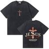 Gewaschenes Vintage Christian Jesus Grafik T-Shirt für Herren Hohe Qualität Baumwolle T-Shirts Herren Hip Hop Gothic Oversized T-Shirt Streetwear